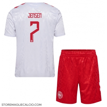 Danimarca Mathias Jensen #7 Maglia Gara Trasferta Repliche Europei 2024 Bambino